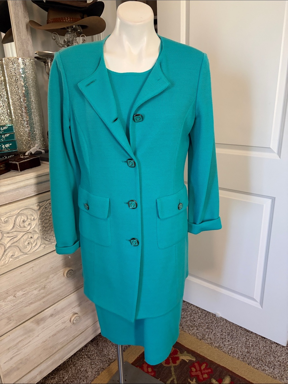 St. John Turquoise Two-Piece Dress Suit